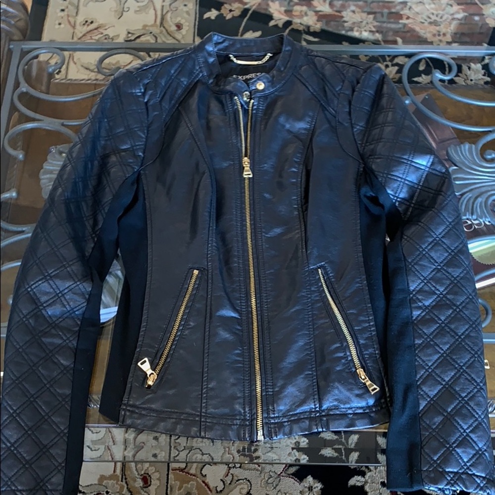 Express faux leather quilted moto jacket